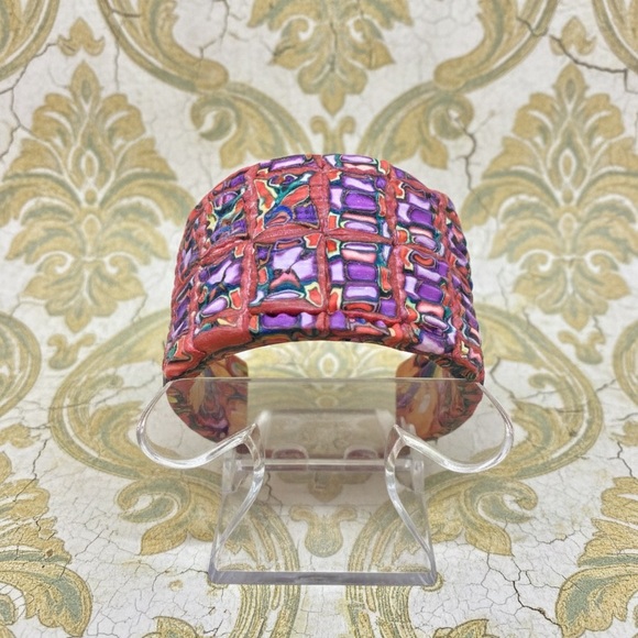Artisan Handcrafted Millefiori Polymer Clay Cuff Bracelet - Picture 6 of 7